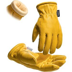 Men's 100% Grain Cowhide with Warm Thinsulate Lining Leather Winter Work Gloves
